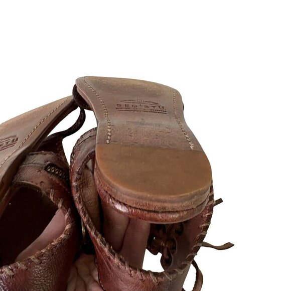 Bed|Stü Women' s Nina Leather Brown Gladiator Flat Sandals Size 6.5 - Picture 14 of 15
